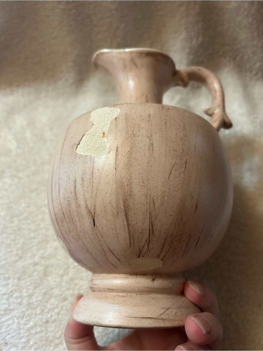 Vintage Cream Ceramic Pitcher - Picture 5 of 13